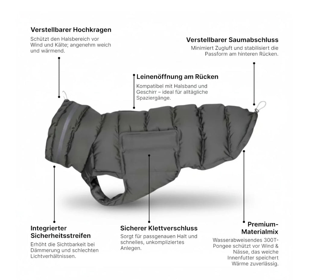 Warmer Hundemantel aus 100 % recyceltem Polyester