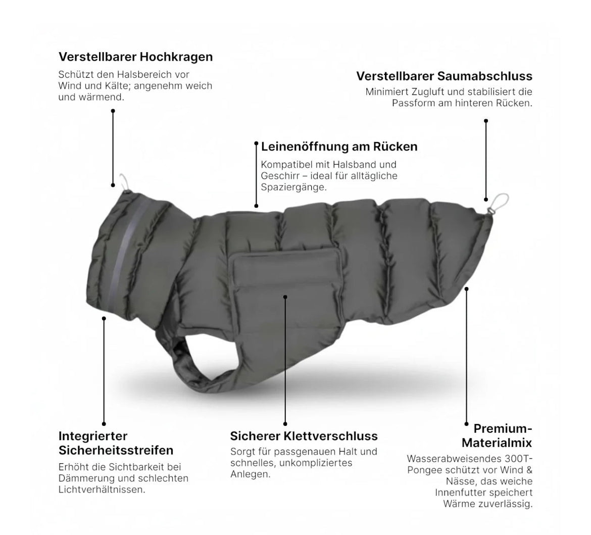 Warmer Hundemantel aus 100 % recyceltem Polyester