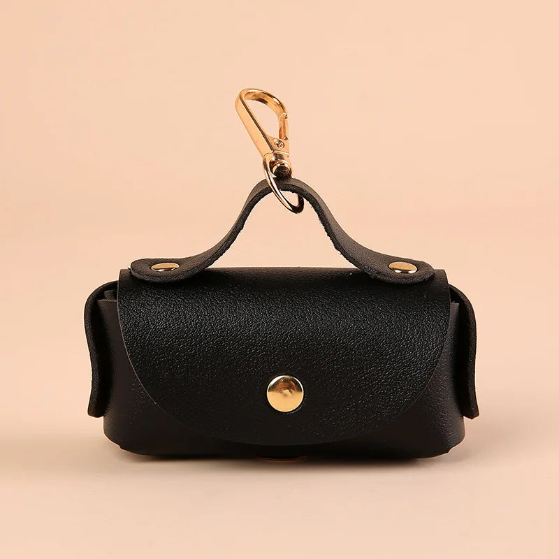 Tragbarer Hundekotbeutel-Spender aus PU, Outdoor & Reise, Mit Schnappverschluss, Mehrfarbig