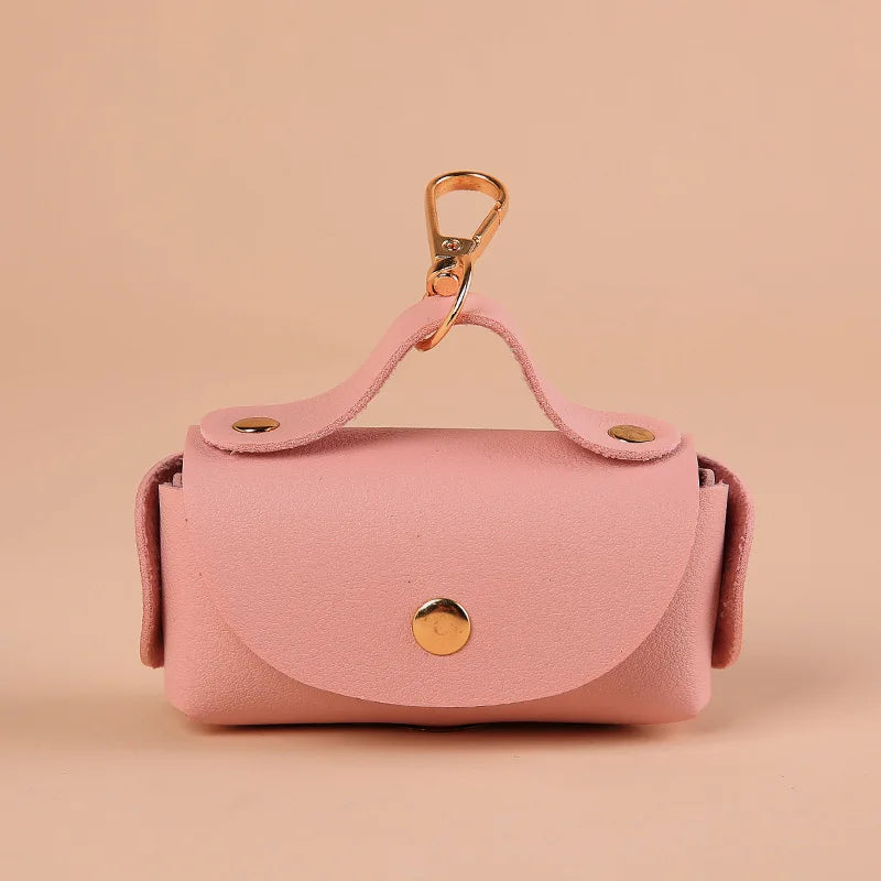 Tragbarer Hundekotbeutel-Spender aus PU, Outdoor & Reise, Mit Schnappverschluss, Mehrfarbig