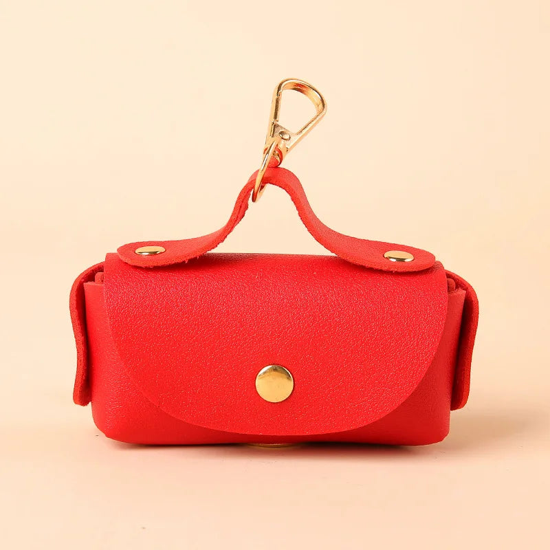 Tragbarer Hundekotbeutel-Spender aus PU, Outdoor & Reise, Mit Schnappverschluss, Mehrfarbig