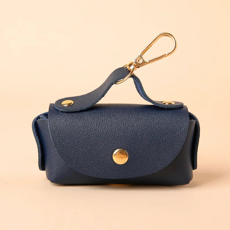 Tragbarer Hundekotbeutel-Spender aus PU, Outdoor & Reise, Mit Schnappverschluss, Mehrfarbig