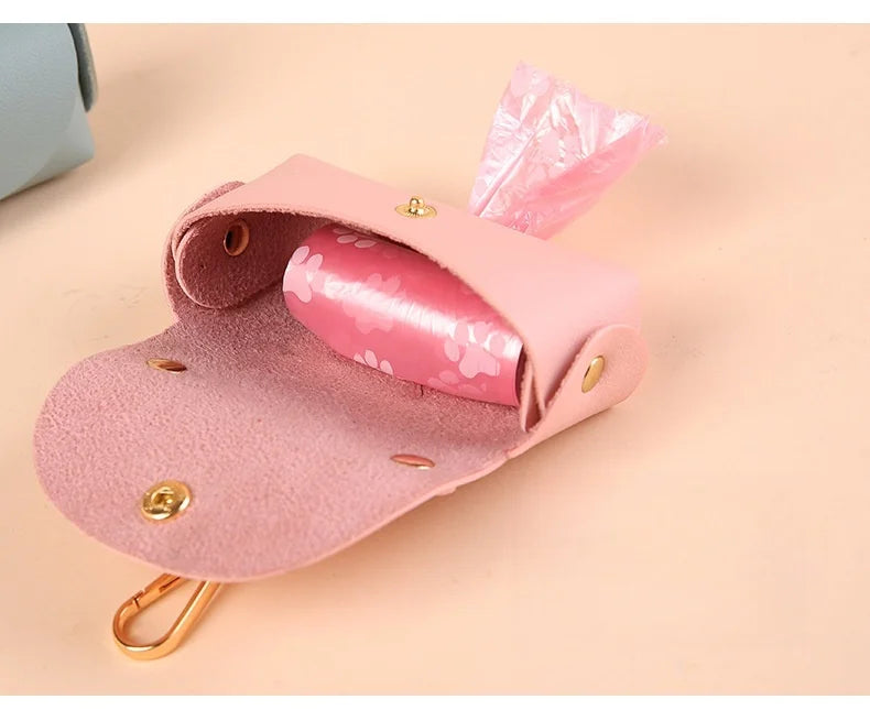 Tragbarer Hundekotbeutel-Spender aus PU, Outdoor & Reise, Mit Schnappverschluss, Mehrfarbig